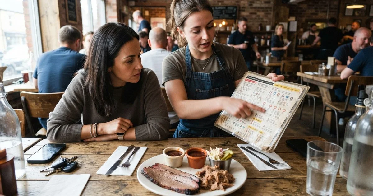 Eating at a BBQ restaurant with dietary restrictions or allergies